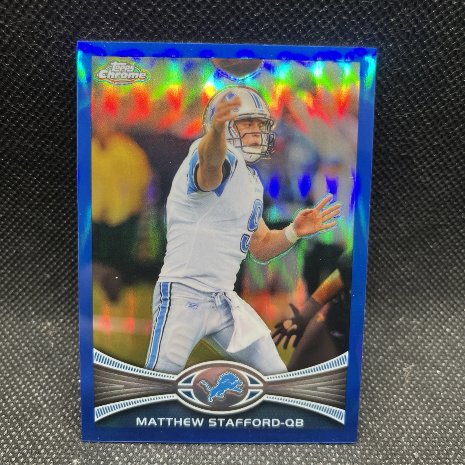 2012 Topps Chrome Matthew Stafford Blue Refractor /199 Lions