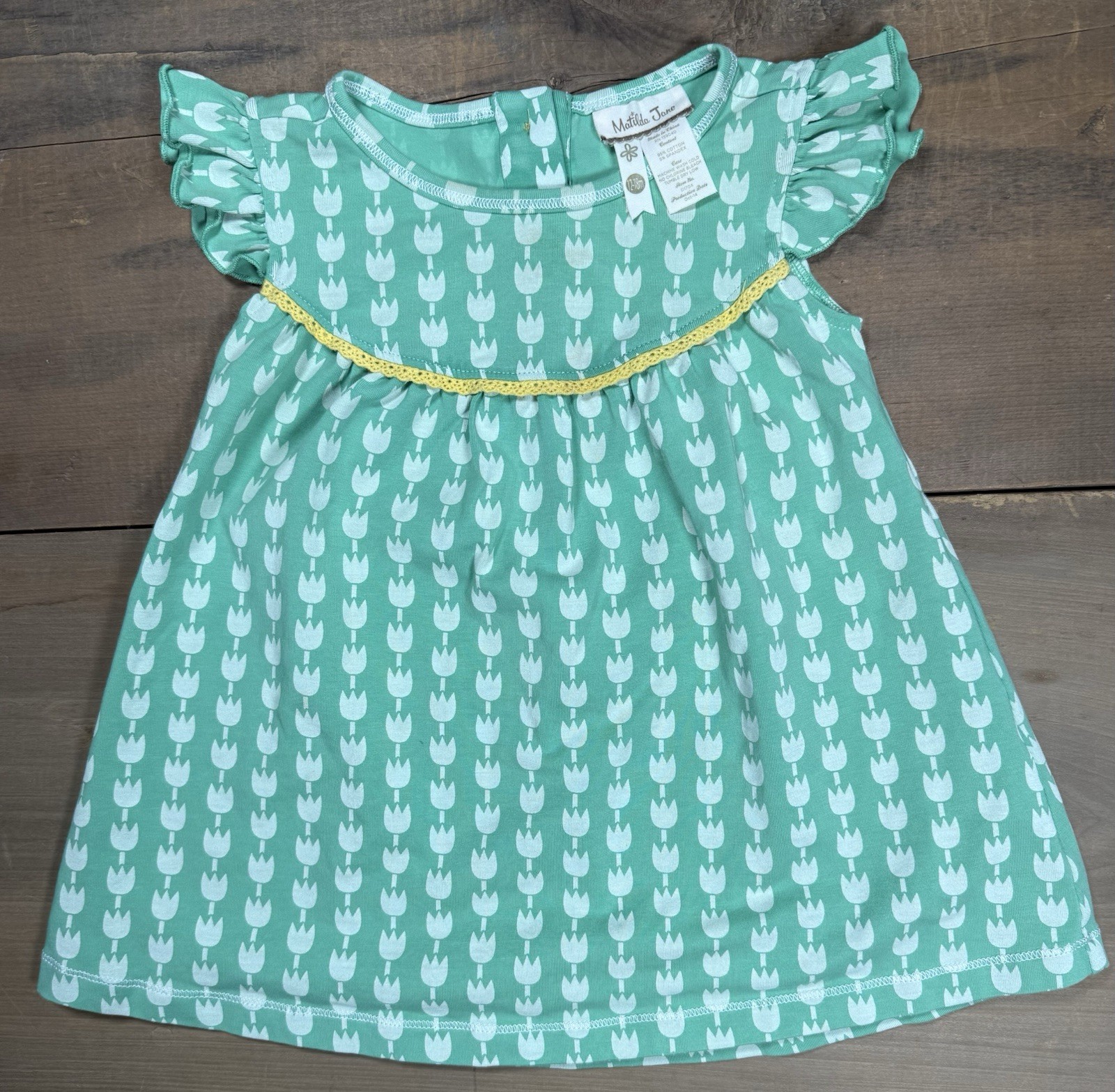 Matilda Jane Hello Lovely Tulip Festival Pearl Dress 12-18M Mint Green D1704