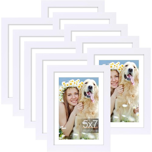 5x7 Picture Frame Set of 10, Display Photos 4x6 with Mat or 5x7 Unmatted for ...