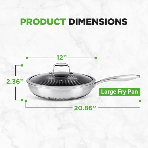 12" Stainless Steel Frying Pan - Triply Hybrid Skillet w/DAKIN Etching Non-St... - Picture 6 of 7