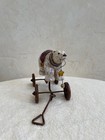 Vintage Rustic Holiday Christmas Polar Bear Wagon Figurine On Wheels