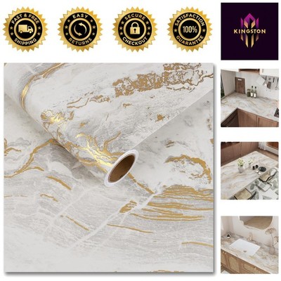 Stylish 12''x80'' Marble Peel and Stick Wallpaper - Durable, Stain-Resistant Vinyl