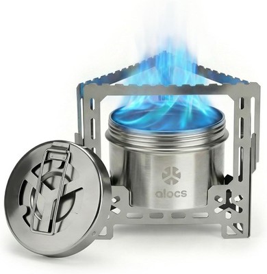 2250W Alcohol Stove Camping Stove W/ Sealed Cover Stainless Steel Backpacking