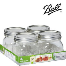 Canning Mason Jars Silver Lid Storage Pickling Wide Mouth - GENUINE BALL BRAND