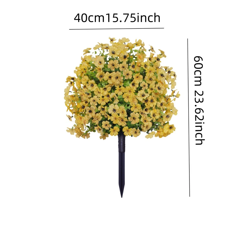 2x Plantas Artificiales de Boj con Flor - 23" Decoración Realista de Porche y Patio Foto 2 de 4