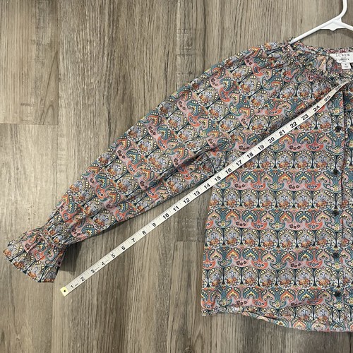 J. Camicia Crew Liberty Tessuto Blusa Top Giorgia Duca Stampa Bottoni NO CRAVATTA - Foto 13 di 17