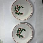 2 Holiday Fiesta Ware Holly and Ribbon 7.25 Salad Plates Homer Laughlin