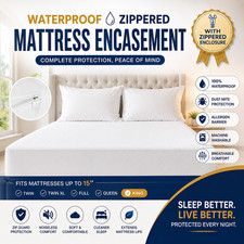 Waterproof Zippered Mattress Encasement Deep Pocket Bed Bug Mattress Cover Pad