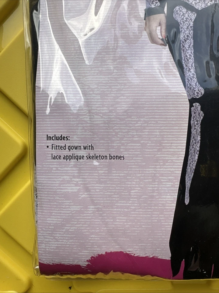 Lace Skeleton Halloween Costume Black White Maxi Dress Gown Party Women S/M 2-8 - Image 4 of 4