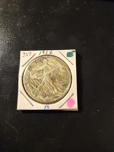 1916-D Walking Liberty Half Dollar With Very Good Details, Cleaned