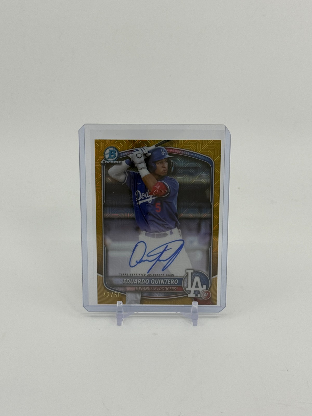2025 Bowman Chrome Eduardo Quintero Gold Auto Mojo /50 - High-Grade - RareCo