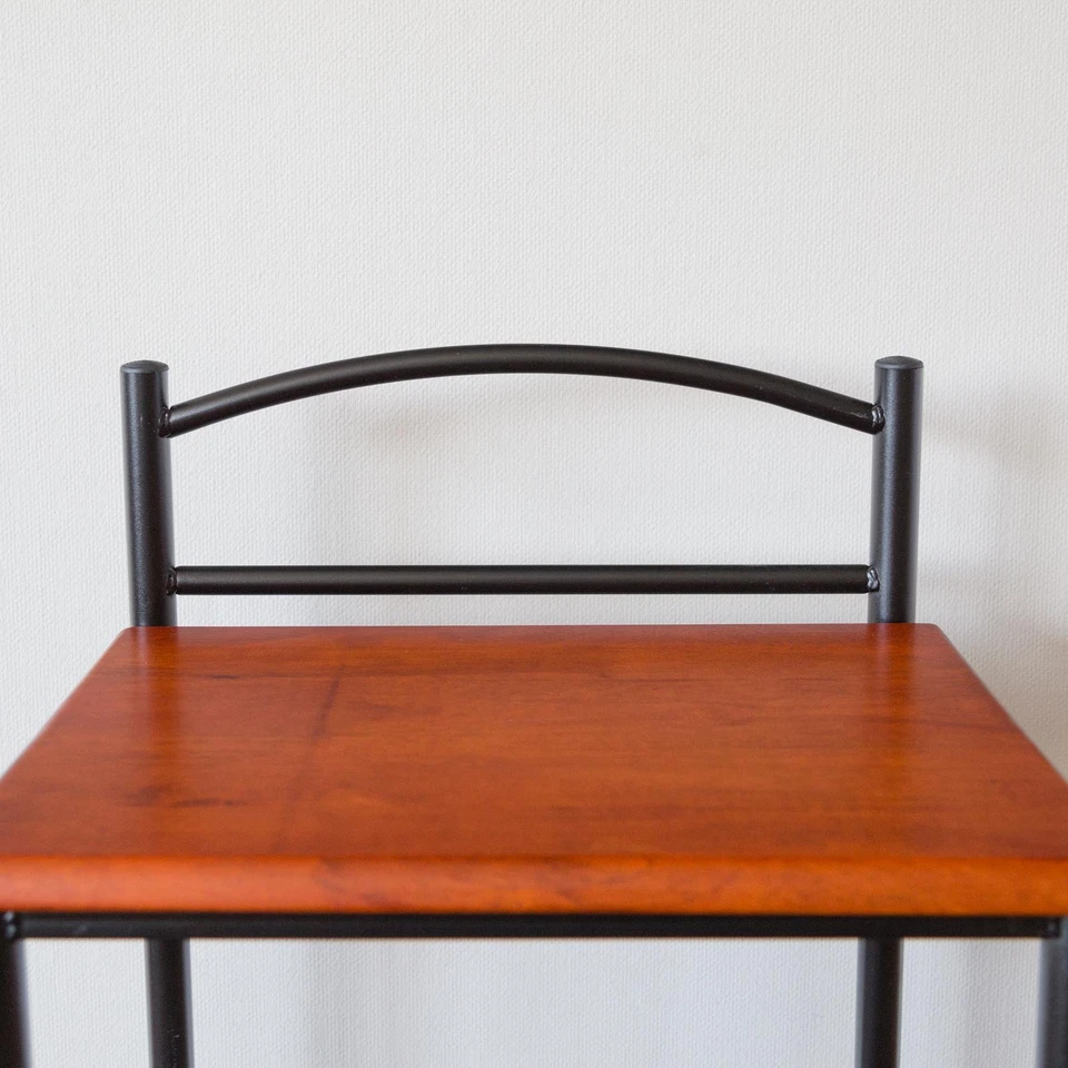 Table de chevet nuit meuble rangement en métal bois noir vintage lit Homestyle4u - Photo 3/4