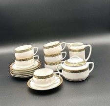 KPM Berlin Servizio Tè 6 Tazze Oro Turchese Raro Elegante