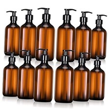 12 Pack Soap Dispenser Empty Plastic Pump Bottles Dispenser 16.9 oz Amber