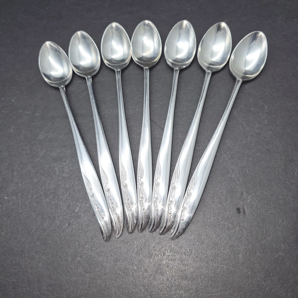 Vintage 7 pieces Dorzel Hull Stainless Long Ice Tea Spoons From Japan (Embrace) - Image 2 of 4