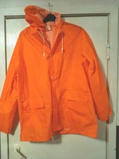 Vintage Protective Wear Size Large Waterproof Rain Jacket Orange PVC