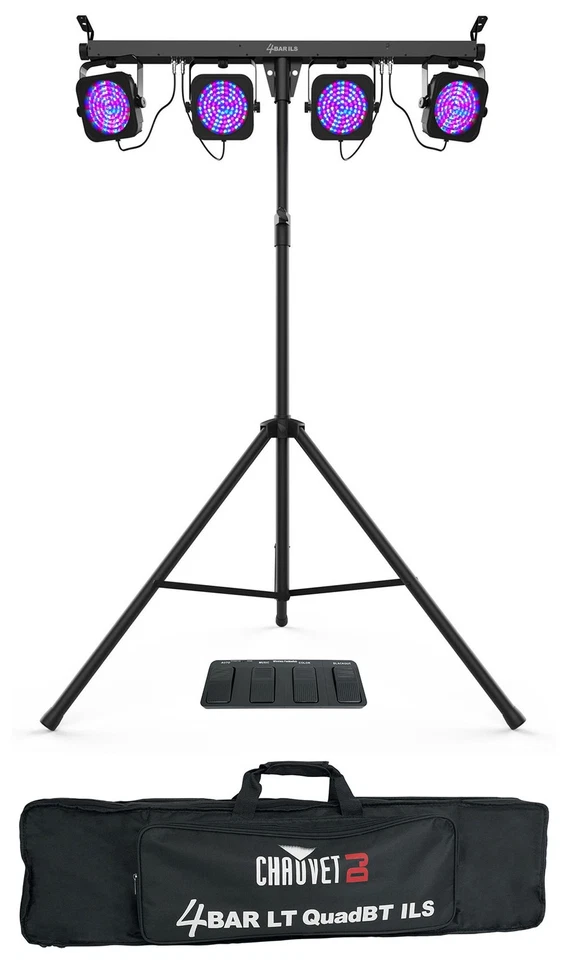 2 Chauvet DJ 4BAR LT QuadBT ILS Bluetooth Light Kits+Tripods+Bags+Footswitches - Image 2 of 4