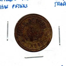 Papillon Nebraska - Chas Peters - 5 cent trade token