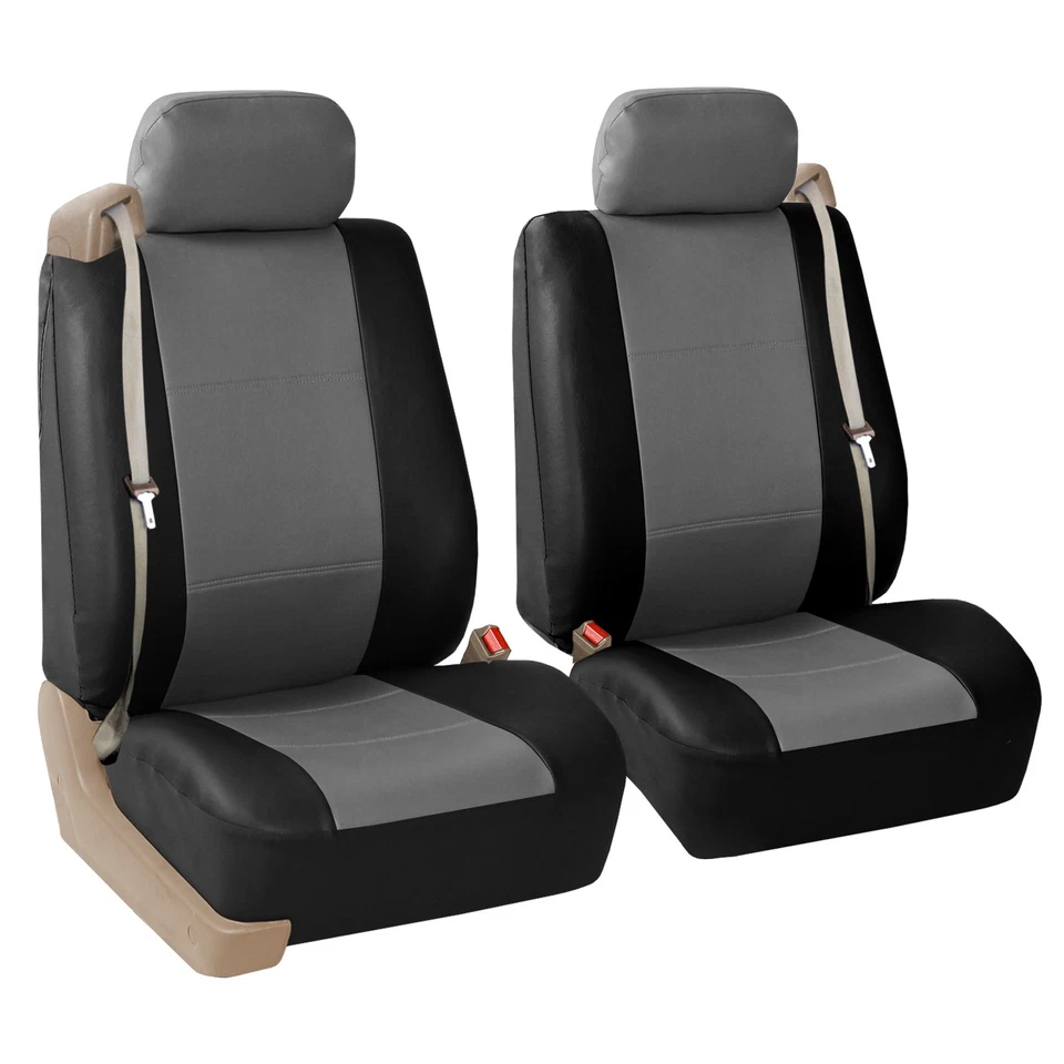 FH Group Universal Fit Cuero PU Cubierta de Asiento de Coche Cinturón Incorporado, Juego Completo Foto 2 de 4