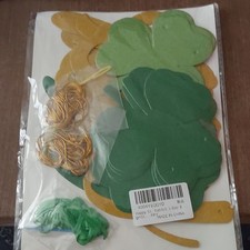 St. Patrick's Day Shamrock Clover Paper Hanging Decorations w/ String Green Gold