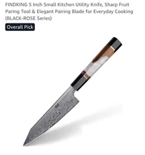 Findking 5" Utility Knife with Sheath -Unique  Inlays On Handle-NEW IN ORIG BOX