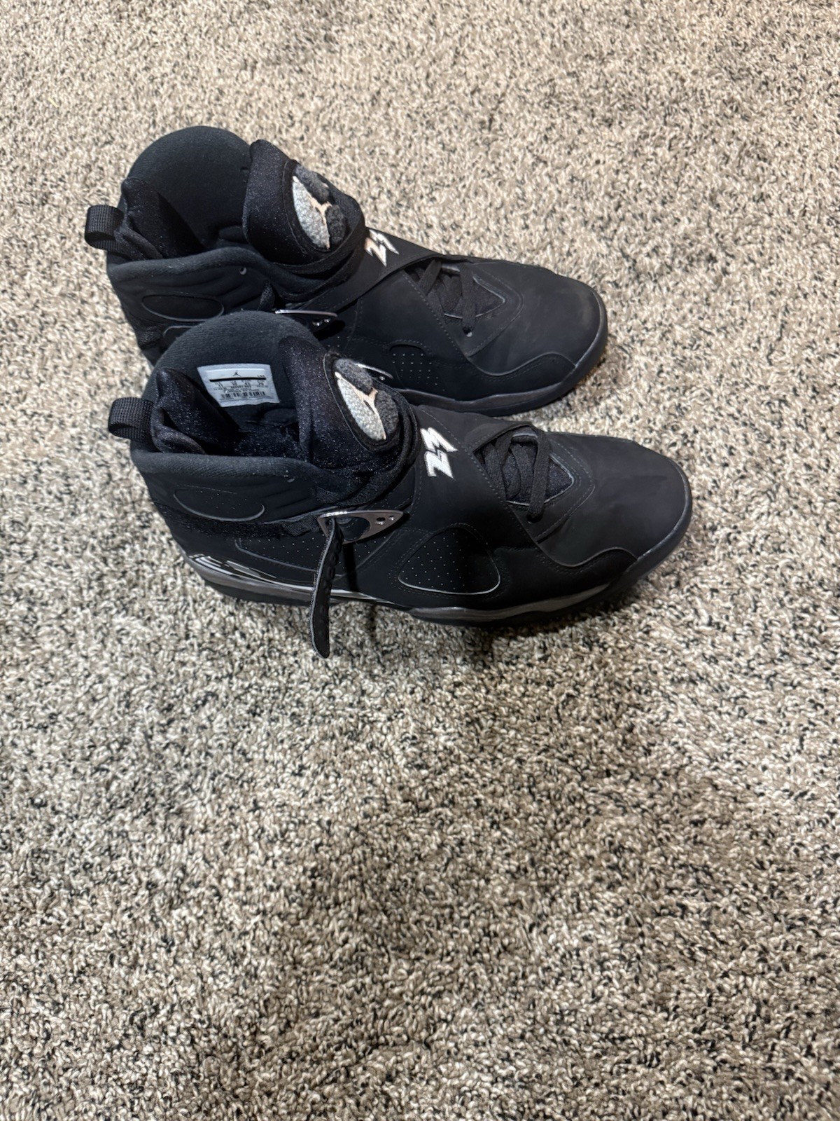 Jordan Air Jordan 8 Men's Mid Top Lace Up Basketball Sneakers Black Silver alternate view 4