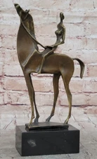 Bronze Sculpture by Dali Surrealist Abstract Modern Art Girl Rider Statue Decor