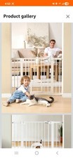 Baby Gate with Adjustable Cat Door,29-43" Auto Close Durable Pet door for, See D