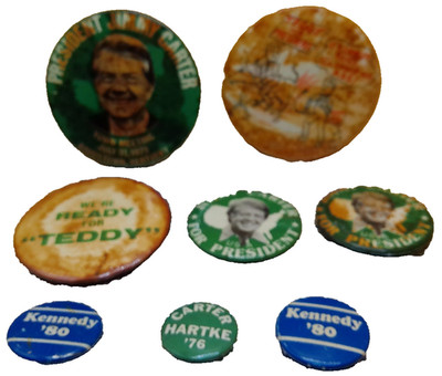 Jimmy Carter POTUS Ted Kennedy lot 8 USA Democrat 1980 election pin