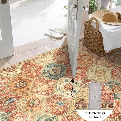 Moroccan Trellis Washable Round Rugs, Non-Slip Soft Round Rug 4ft Ultra-Thin, - Imagen 8 de 8