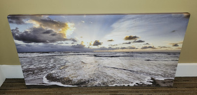 Bed Bath & Beyond Wall Art Decor Canvas Beach Ocean Sunrise  Sz:48'' X 24''