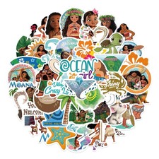 50Pcs Mixed Cartoon Moana Stickers Gifts for Kids Girl Laptop, Cute Waterproof