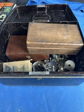 Vintage Box Of Watchmakers Lorch Screw Polishing Lathe And Other Watch Maker