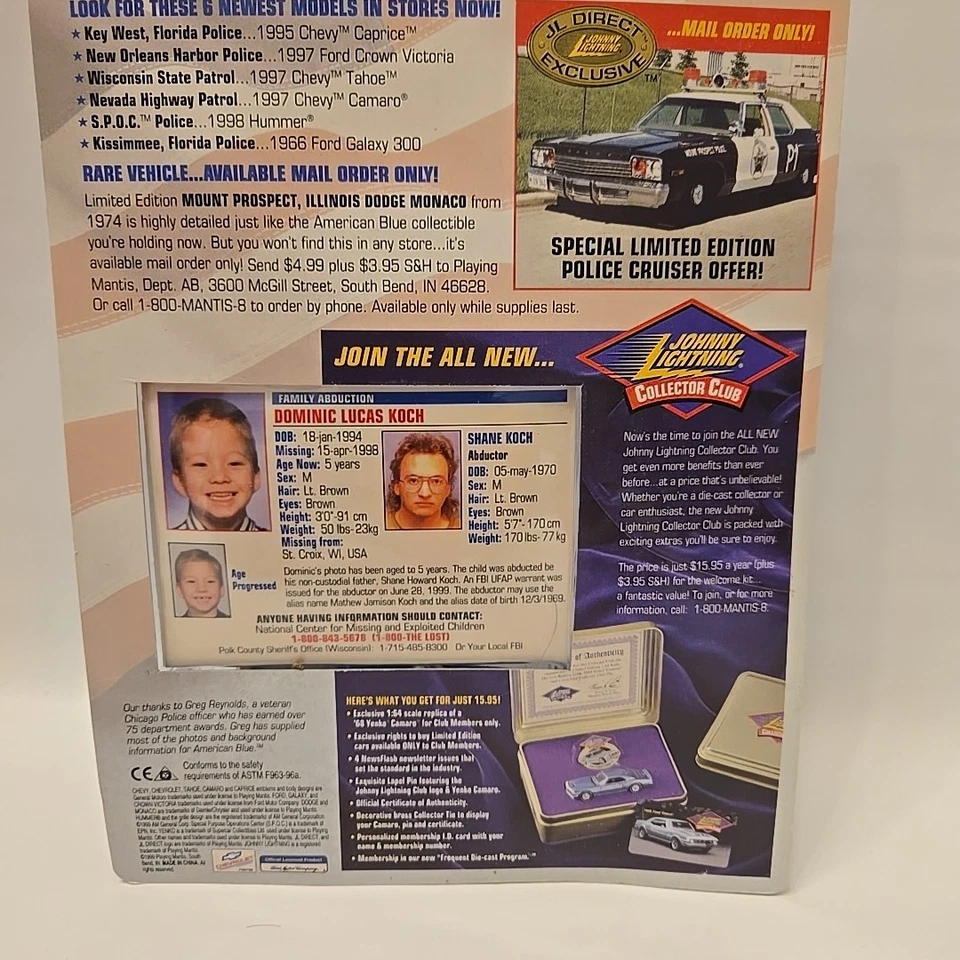 Johnny Lightning American Blue Wisconsin State Patrol 97 Chevy Tahoe 1:64 Scale - Image 4 of 4