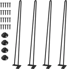 SMARTSTANDARD Hairpin Table Legs 26 Inch, 3/8" Solid Metal 26 Black 