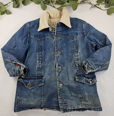 VTG Lee Storm Rider Sherpa Lined Denim Trucker Rancher Jacket Size L-XL