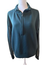 Z by Zella Green Whisper Piped Knit Quarter Zip Sweatshirt Pullover Medium