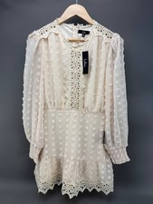 LULUS Lust or Love Cream Embroidered Lace Long Sleeve Dress Size M