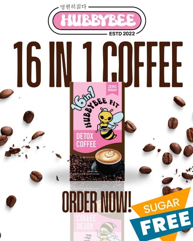 glutathione help coffe detox 1 box HUBBYBEE FIT DETOX COFFEE MIX 16 in 1 HEALTHY ZERO SUGAR(10 sachet)