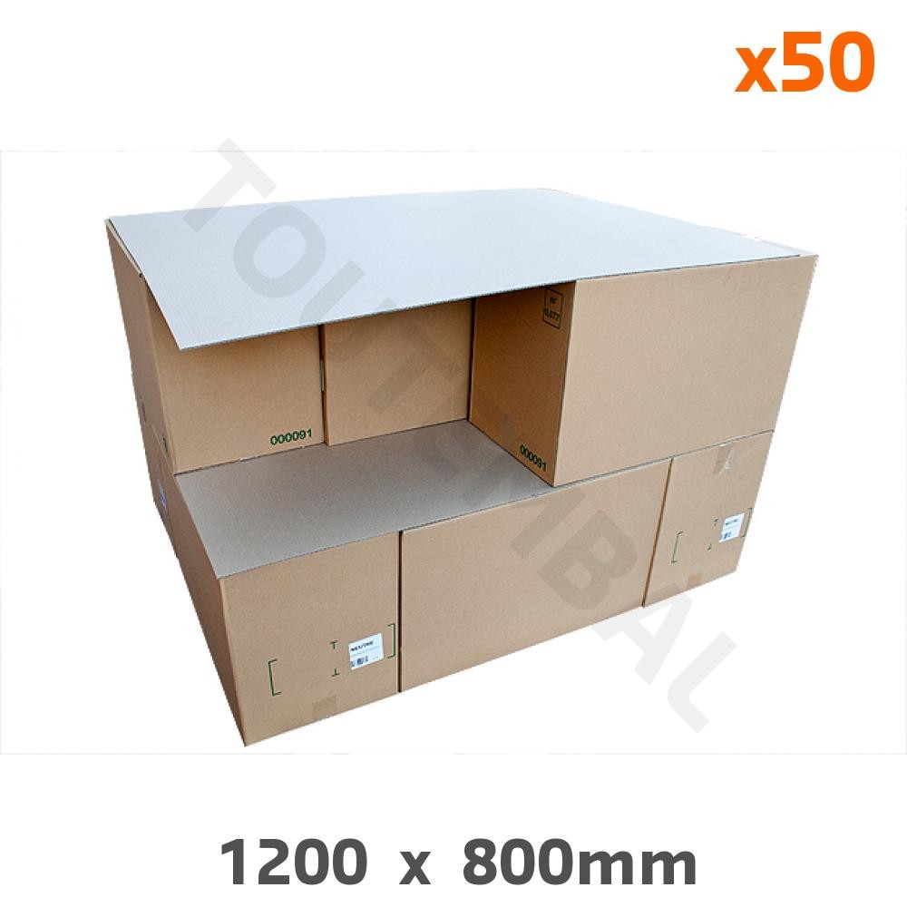 Plaque carton intercalaire 1200x800 mm pour palettisation et protection lot de 50