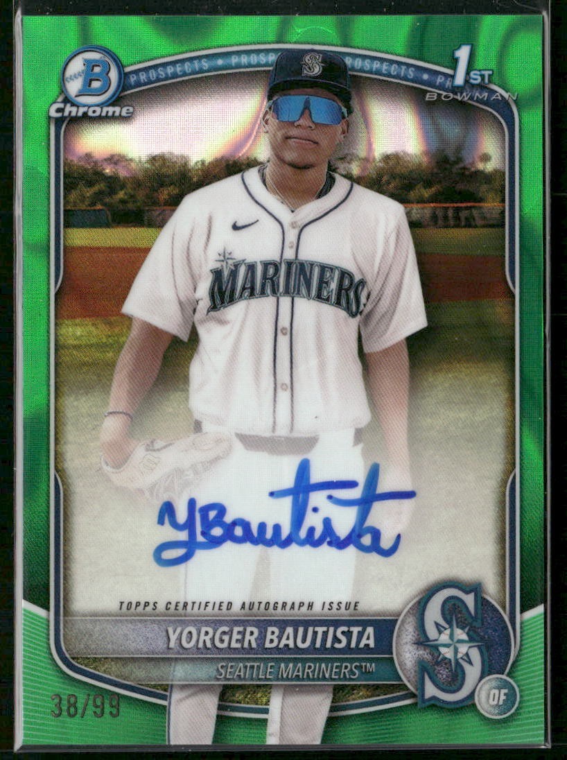 2025 Bowman Chrome Yorger Bautista Auto Green Lava Refractor 1st Prospect #/99