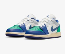 Nike Air Jordan 1 Low GS Shoe Rare Air Blue Green 553560-147 Gradeschool Youth