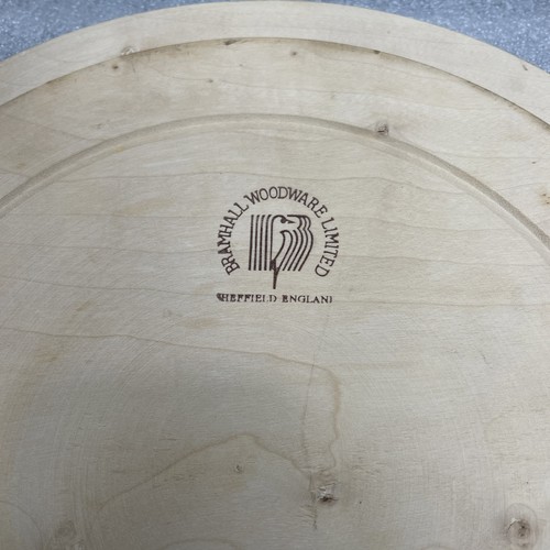 Vintage Round Wood Bread Board 12" Bramhall Woodware Carved Wooden England - Picture 5 of 7