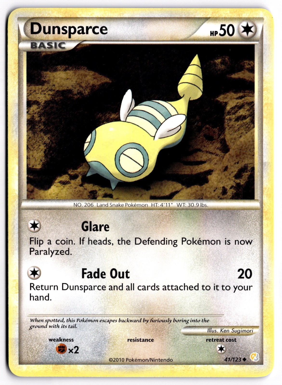Pokemon TCG Dunsparce 41/123 HeartGold SoulSilver Uncommon NM
