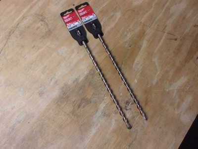 2 MILWAUKEE SDS PLUS 2 CUTTER CARBIDE TIP DRILL BITS-(3/8'' X 12'') # 48207454  ..