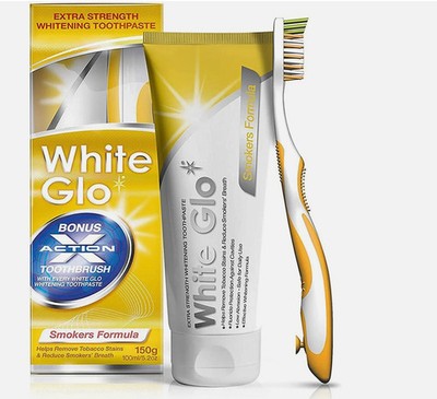 White Glo Smokers Formula Extra Strength Whitening Zahnpasta 150g + Zahnbürste
