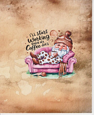 I'll Start gnome w/coffee unusual handmade card with envelope Made in USA