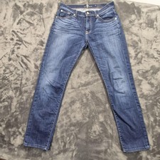 7 For All Mankind The Relaxed Skinny Jeans Womens 27 Blue Stretch Denim Mid Rise