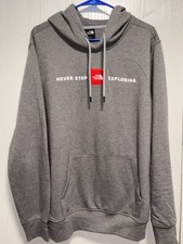 The North Face Hoodie Men's Large Never Stop Exploring Cotton Pullover Gray