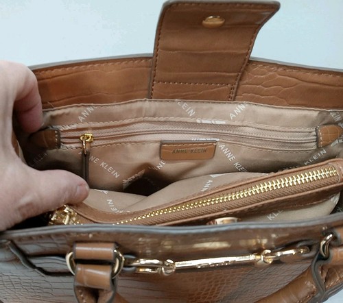 Anne Klein NEW Lt Brown Double Handle Or Crossbody w/Tassel Purse Handbag Logo - Picture 4 of 6